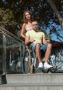 Man in invalid chair Royalty Free Stock Photo