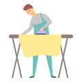 Man ironing icon cartoon vector. Work house