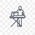 Man Ironing vector icon isolated on transparent background, line