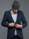 Man in jacket and hat Royalty Free Stock Photo
