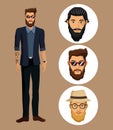 Man jacket tattoo bearded glasses-faces men