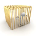 Man jailed in golden cage Royalty Free Stock Photo