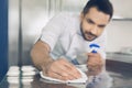 Man japanese restaurant chef working in the kitchen Royalty Free Stock Photo