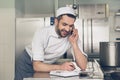 Man japanese restaurant chef working in the kitchen Royalty Free Stock Photo