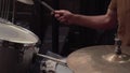 Man jazz drummer play drums during music show