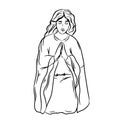 man or Jesus Christ prays on his knees religious symbol of Christianity hand drawn vector Royalty Free Stock Photo