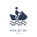 man Jet ski icon. Trendy flat vector man Jet ski icon on white b Royalty Free Stock Photo