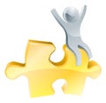 Man on jigsaw piece concept