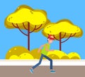 Man Jogger Running on Pathway City Park Character Royalty Free Stock Photo