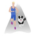 Man Jogging On The Road With The Dog