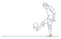 man juggling a football playing soccer line art vector illustration