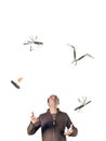 Man juggling tools Royalty Free Stock Photo