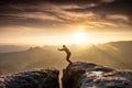 Man jumping against sky during sunset. Pure excitment