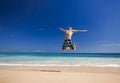 Man jumping on the beach Royalty Free Stock Photo
