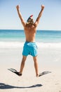 Man jumping on beach Royalty Free Stock Photo