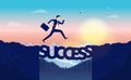 Risky road to success - Businessman with no fear trying to become successful