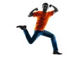 Man jumping happy silhouette isolated Royalty Free Stock Photo