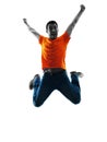 Man jumping happy silhouette isolated Royalty Free Stock Photo