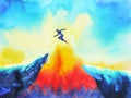 Man jumping leap over to success power, abstract