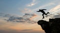 Man Jumping Off Cliff Into Air Royalty Free Stock Photo