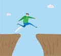 Man jumping over abyss, hand-drawn vector illustration Royalty Free Stock Photo
