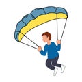 man jumping from parachute. Extreme Sport Cartoon Royalty Free Stock Photo