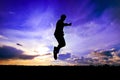 A man jumping Silhouette and sky Royalty Free Stock Photo