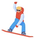 Man jumping on snowboard. Snow extreme sportsman