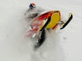 Man jumping snowmobile Royalty Free Stock Photo