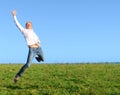 Man jumping on summer field Royalty Free Stock Photo