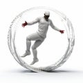 White Avatar Figure Skater Spinning In 3d Illustration