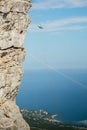 A man jumps from a cliff into the abyss Royalty Free Stock Photo
