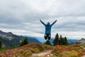 Man Jumps High in Washington Wilderness Royalty Free Stock Photo
