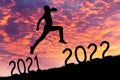 Man jumps from 2021 to 2022 year