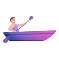 Man kayak activity icon, cartoon style Royalty Free Stock Photo