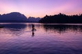 A man on kayak at Ratchaprapa dam Royalty Free Stock Photo