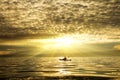 The man in a kayak on a sunset Royalty Free Stock Photo