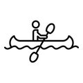 Man kayak swimming icon, outline style Royalty Free Stock Photo