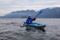 Man Kayaking in Howe Sound Royalty Free Stock Photo
