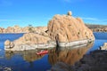 Man Kayaking at Watson Lake