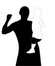 Man keep on hand a baby (silhouette) Royalty Free Stock Photo