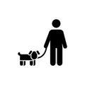 Man keeping dog on a leash simple icon