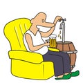 Man with keg of beer, oktoberfest, vector smiling illustration, eps.