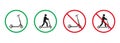 Man on Kick Scooter Red and Green Signs. Person on Trotinette Silhouette Icons Set. Allowed and Prohibited Entry with