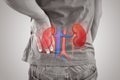 Man kidney failure, Renal failure against gray background Royalty Free Stock Photo