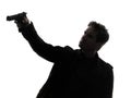 Man killer policeman aiming gun silhouette Royalty Free Stock Photo