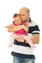 Man kissing crying baby Royalty Free Stock Photo