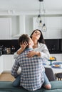 Man kissing neck of beautiful girlfriend Royalty Free Stock Photo