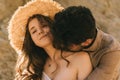 man kissing in neck his beautiful girlfriend Royalty Free Stock Photo