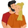 Man kissing woman portrait vector isolated icon